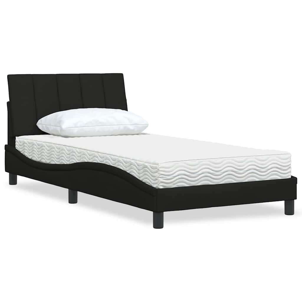 Letto con Materasso Hanko Nero 100x200 cm in Tessuto | homemem39