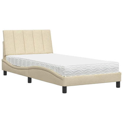 Letto con Materasso Crema 100x200 cm in Tessuto - homemem39