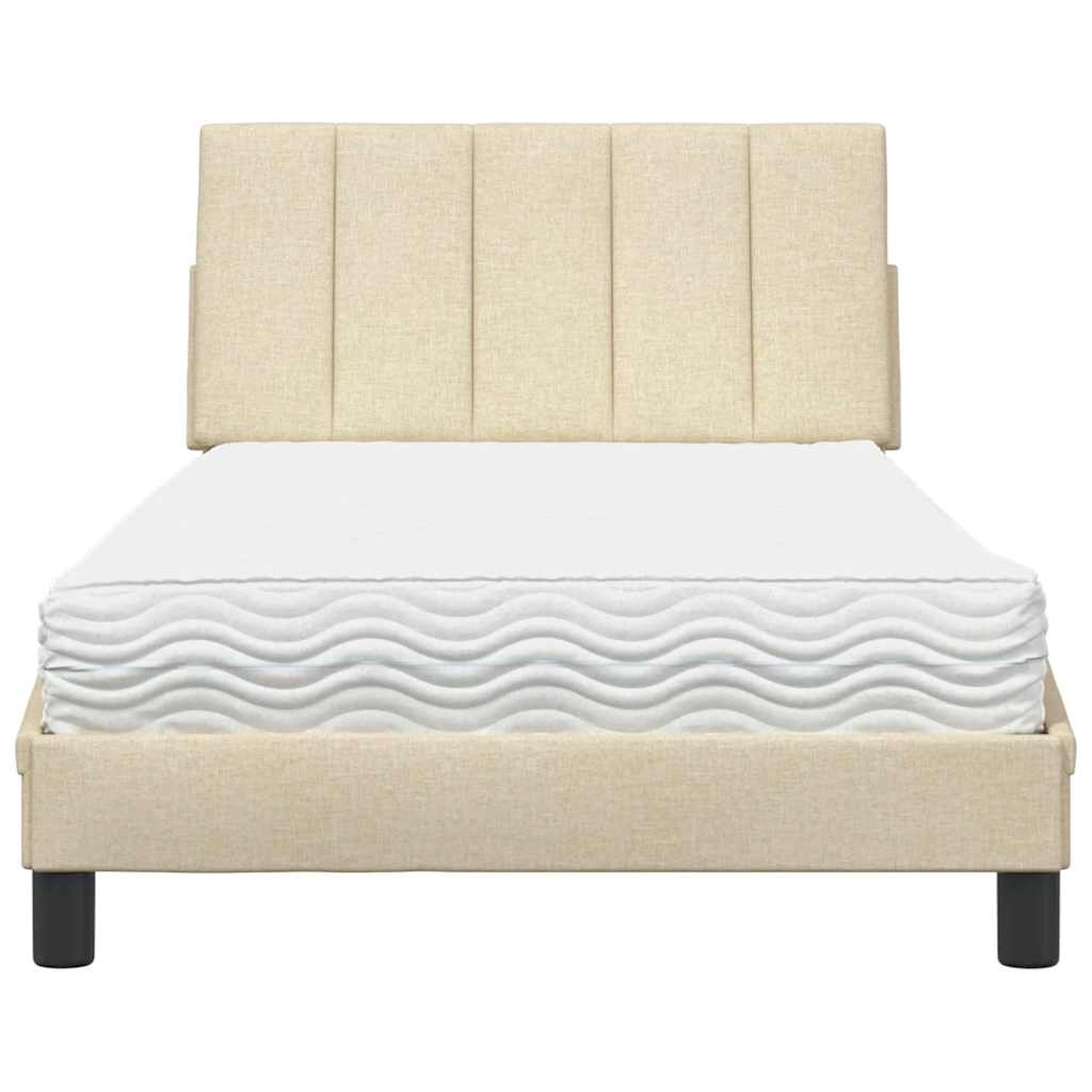Letto con Materasso Crema 100x200 cm in Tessuto - homemem39