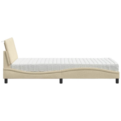 Letto con Materasso Crema 100x200 cm in Tessuto - homemem39