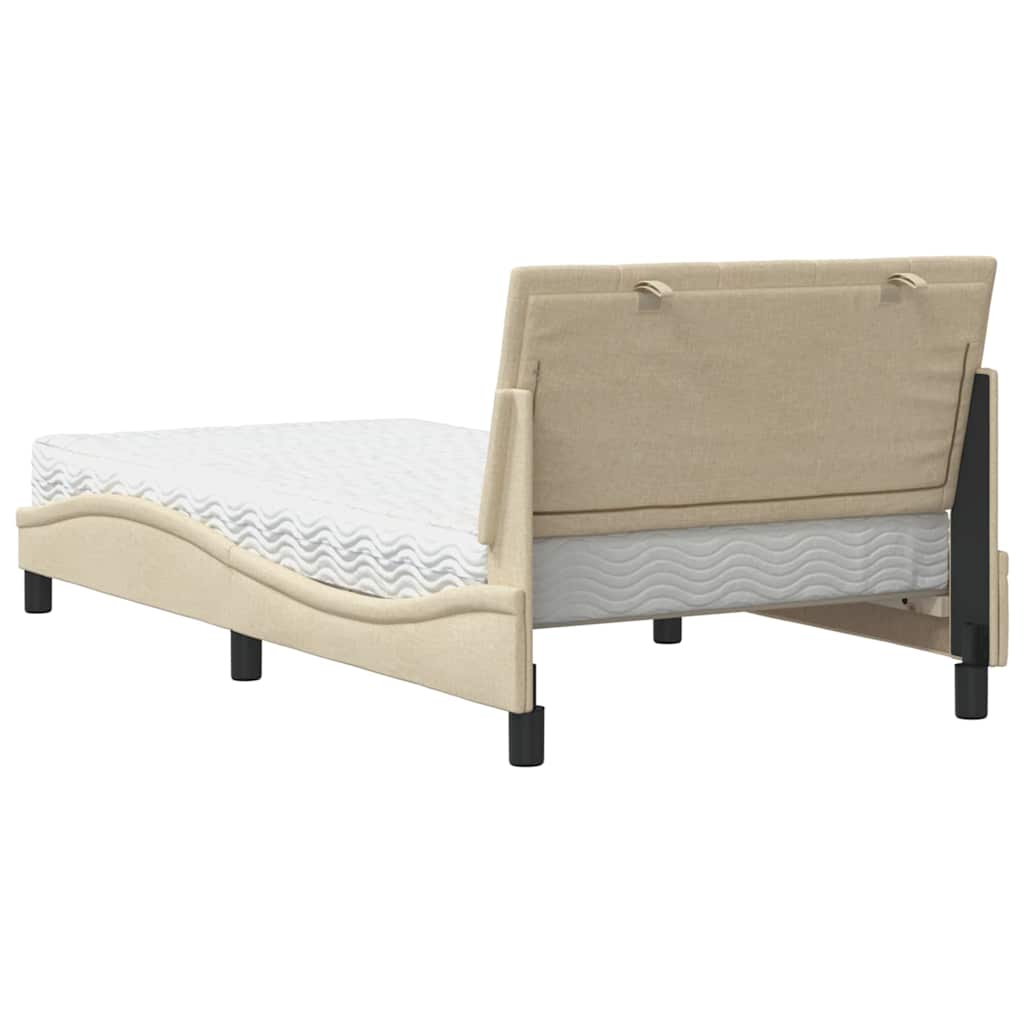 Letto con Materasso Crema 100x200 cm in Tessuto - homemem39