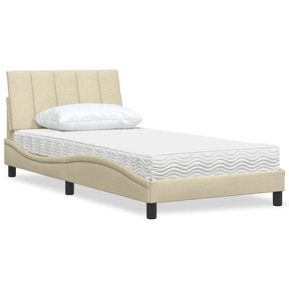 Letto con Materasso Crema 100x200 cm in Tessuto - homemem39