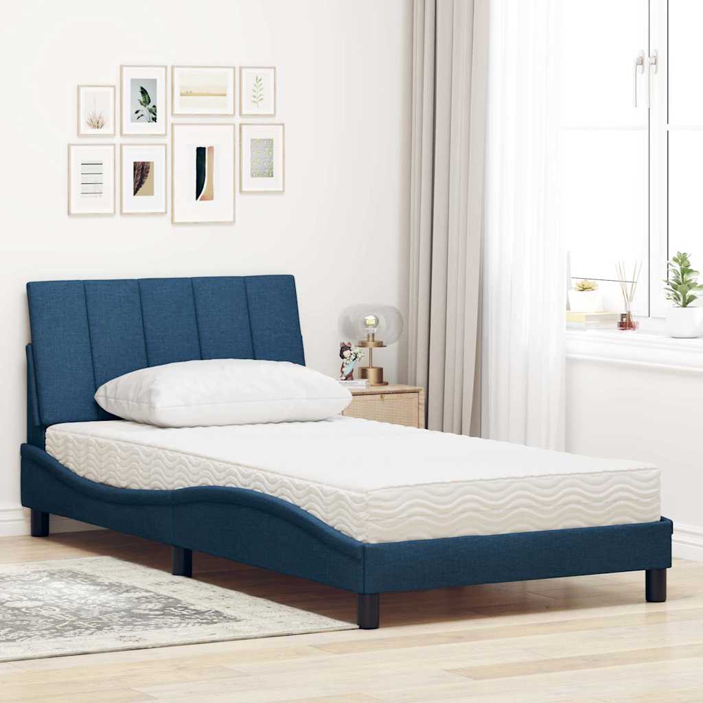 Letto con Materasso Blu 100x200 cm in Tessuto - homemem39