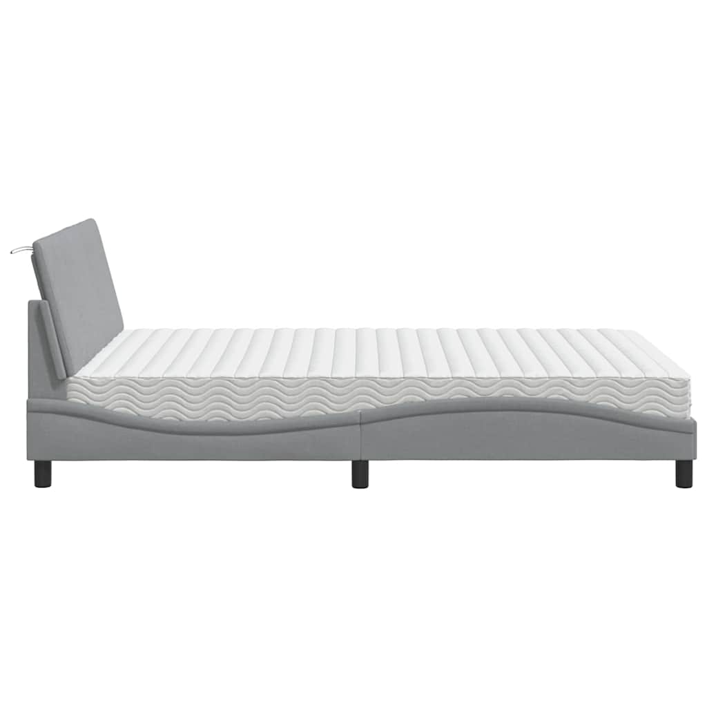 Letto con Materasso Hanko Grigio Chiaro 120x200cm Tessuto