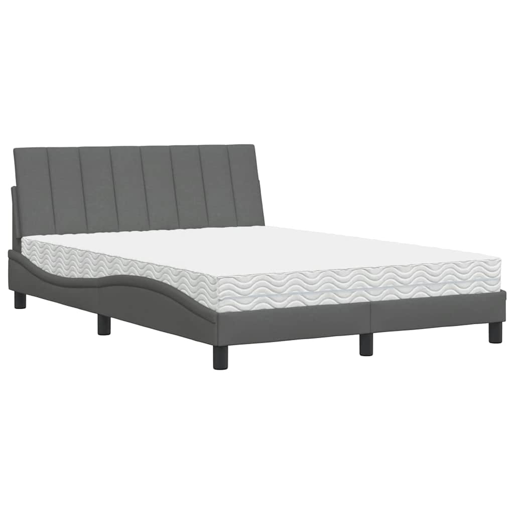 Letto con Materasso Hanko Grigio Scuro 120x200 cm Tessuto