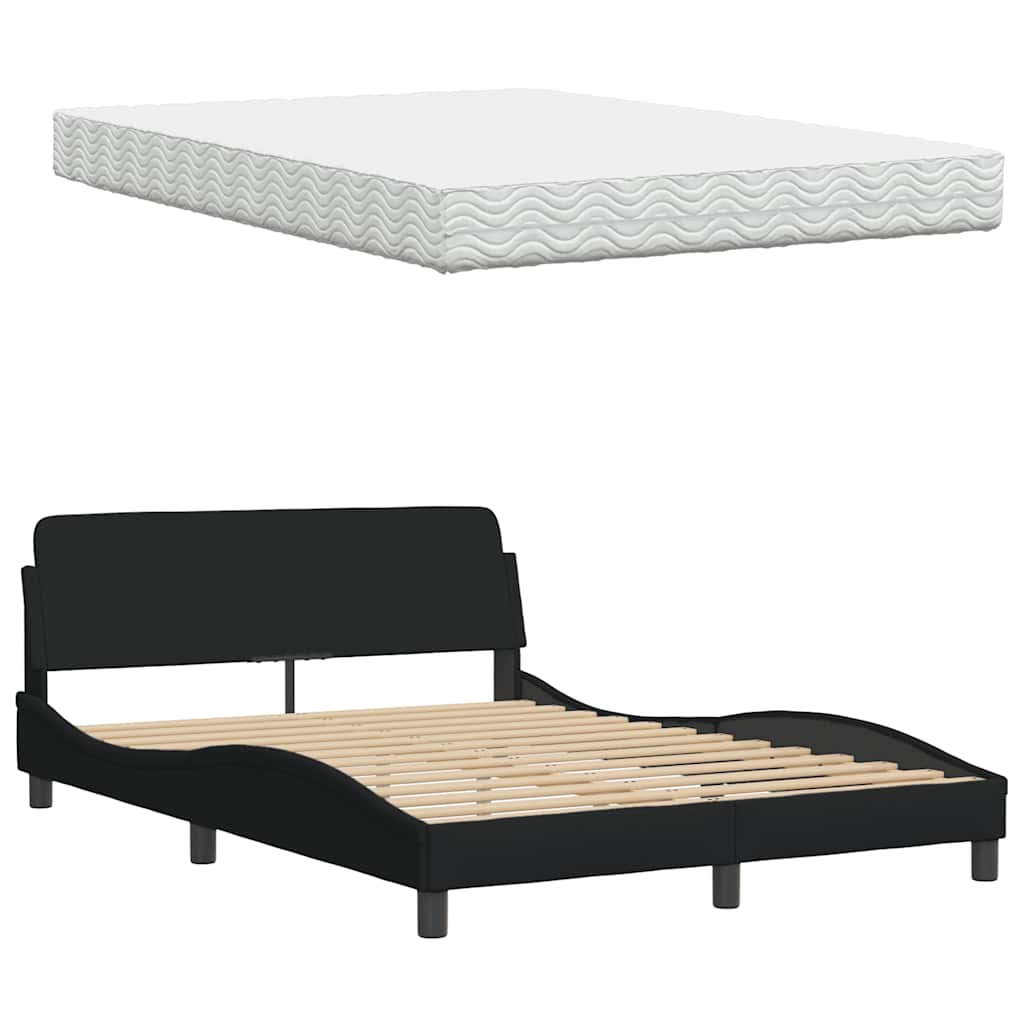 Letto con Materasso Hanko Nero 120x200 cm in Tessuto
