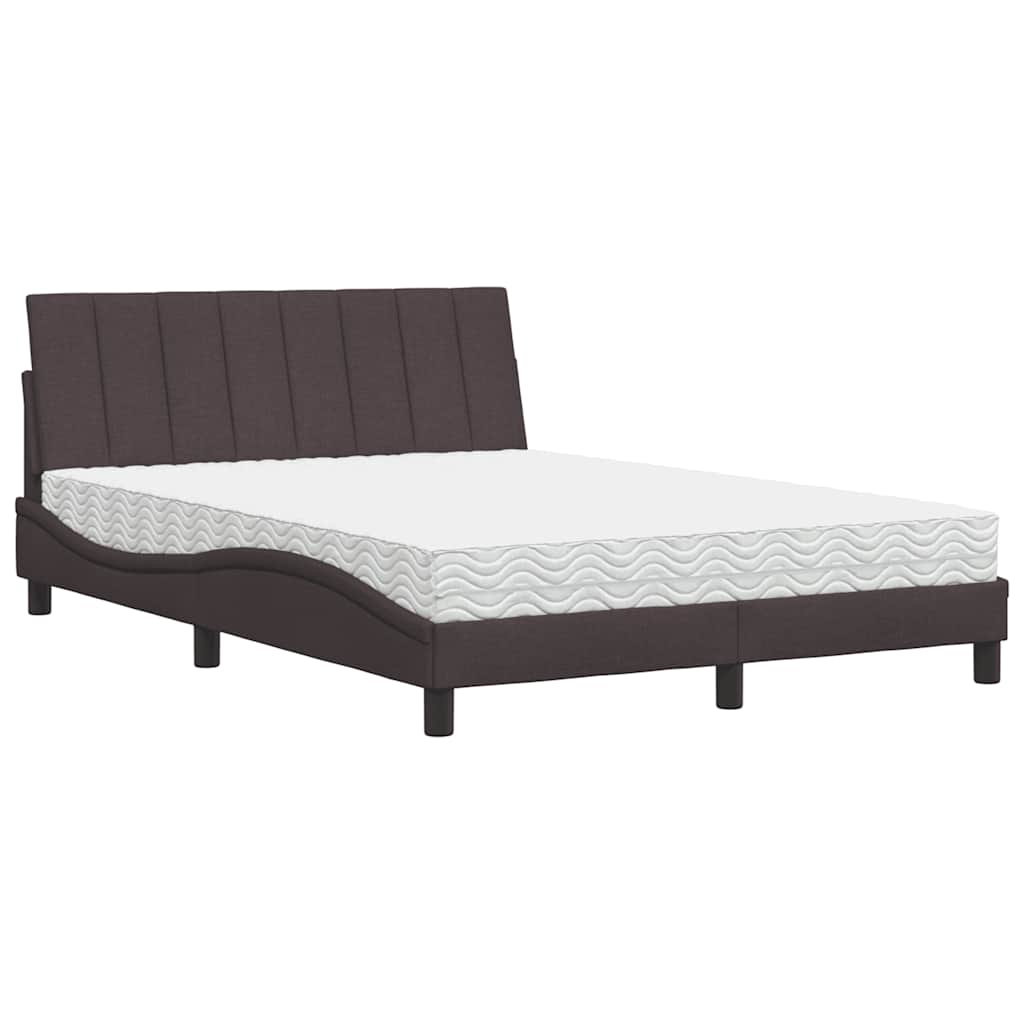 Letto con Materasso Hanko Marrone Scuro 120x200cm Tessuto