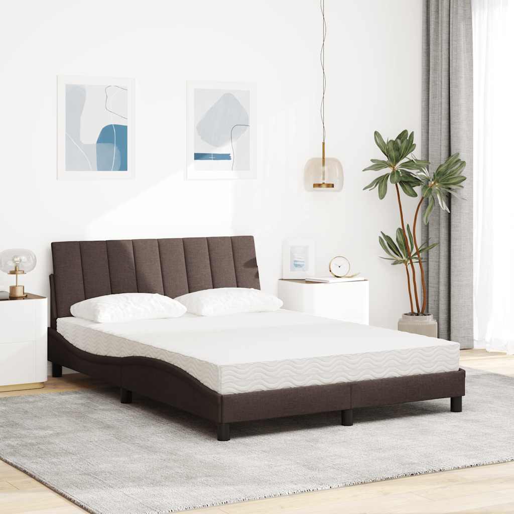 Letto con Materasso Hanko Marrone Scuro 120x200cm Tessuto
