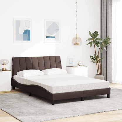 Letto con Materasso Hanko Marrone Scuro 120x200cm Tessuto