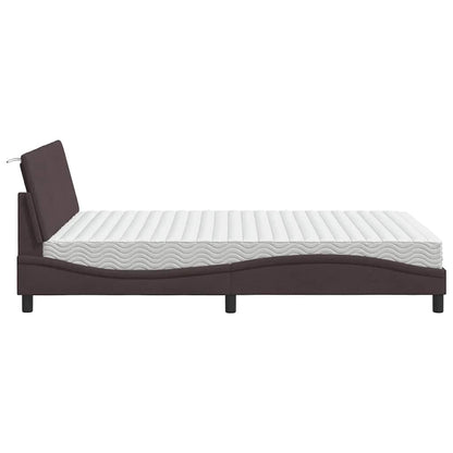Letto con Materasso Hanko Marrone Scuro 120x200cm Tessuto