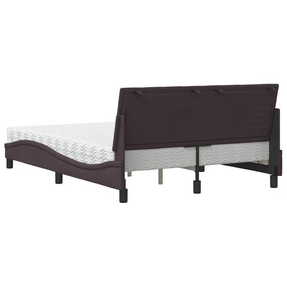 Letto con Materasso Hanko Marrone Scuro 120x200cm Tessuto