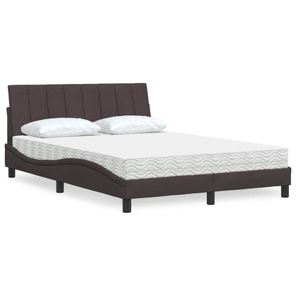 Letto con Materasso Hanko Marrone Scuro 120x200cm Tessuto
