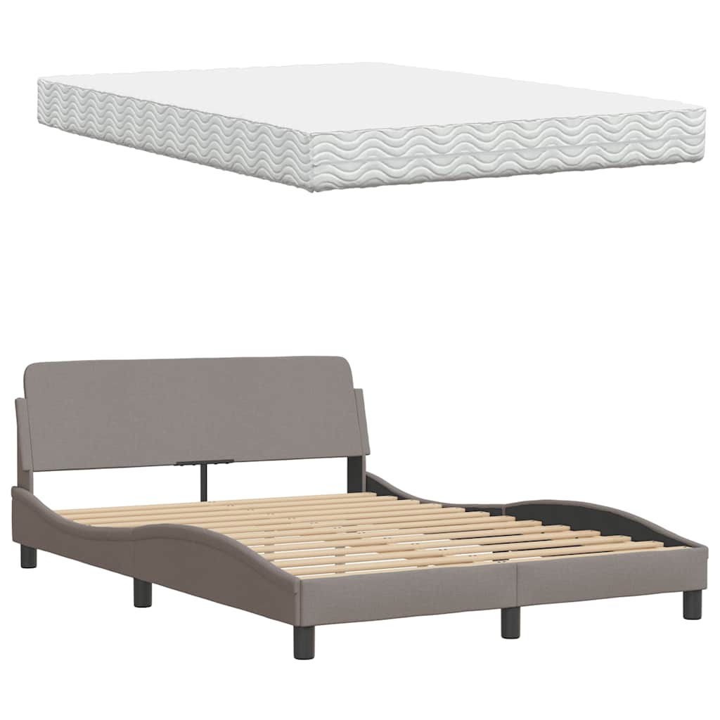 Letto con Materasso Hanko Tortora 120x200 cm in Tessuto