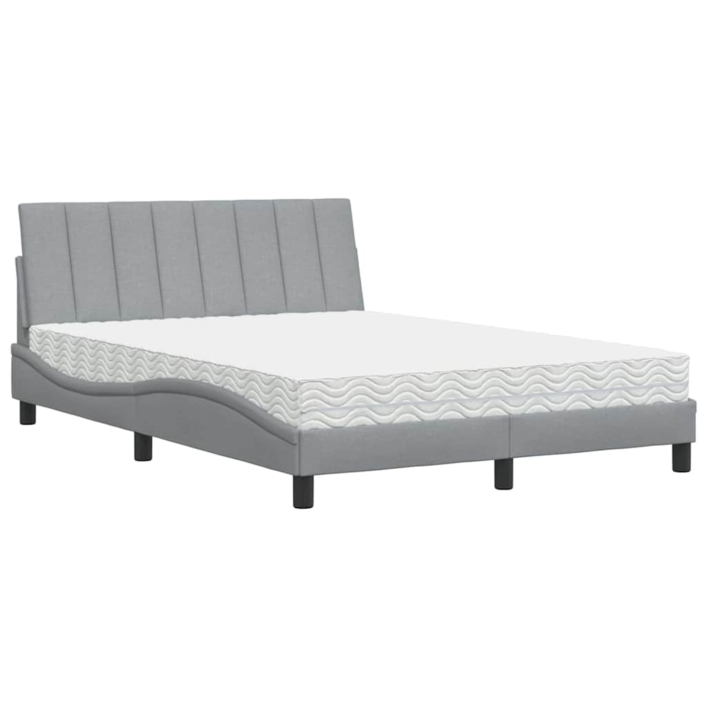 Letto con Materasso Grigio Chiaro 140x190cm Tessuto - homemem39