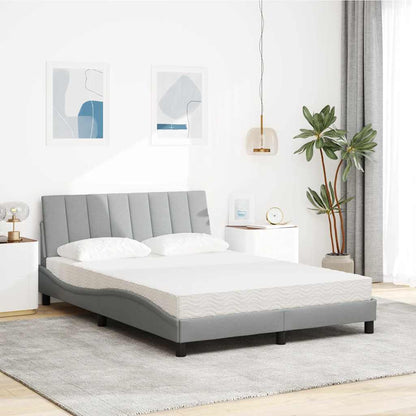 Letto con Materasso Hanko Grigio Chiaro 140x190cm Tessuto