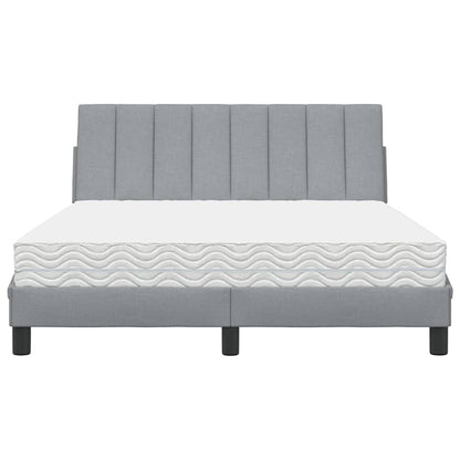 Letto con Materasso Grigio Chiaro 140x190cm Tessuto - homemem39