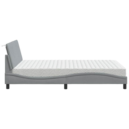 Letto con Materasso Hanko Grigio Chiaro 140x190cm Tessuto