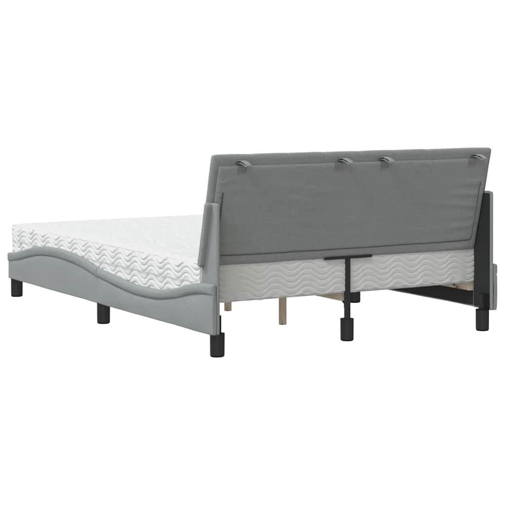 Letto con Materasso Hanko Grigio Chiaro 140x190cm Tessuto