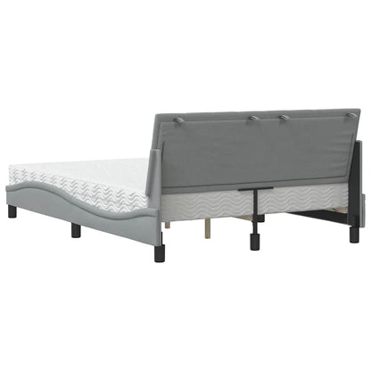 Letto con Materasso Hanko Grigio Chiaro 140x190cm Tessuto