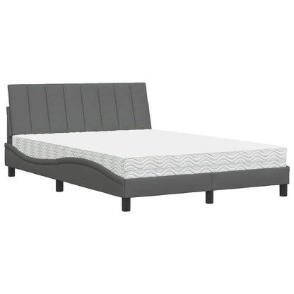 Letto con Materasso Grigio Scuro 140x190 cm Tessuto - homemem39