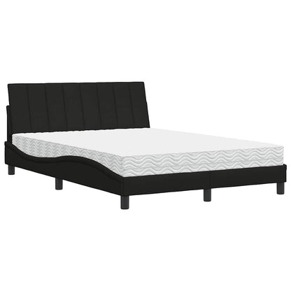 Letto con Materasso Nero 140x190 cm in Tessuto