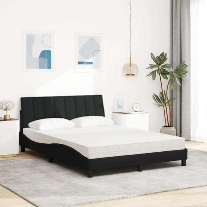 Letto con Materasso Nero 140x190 cm in Tessuto