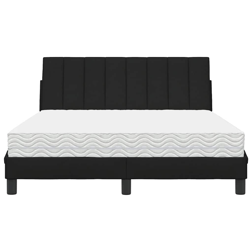 Letto con Materasso Nero 140x190 cm in Tessuto