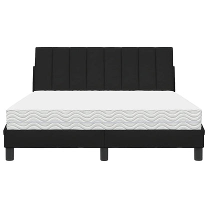 Letto con Materasso Nero 140x190 cm in Tessuto