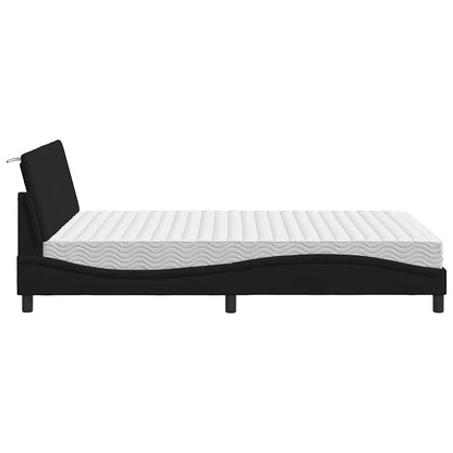 Letto con Materasso Nero 140x190 cm in Tessuto