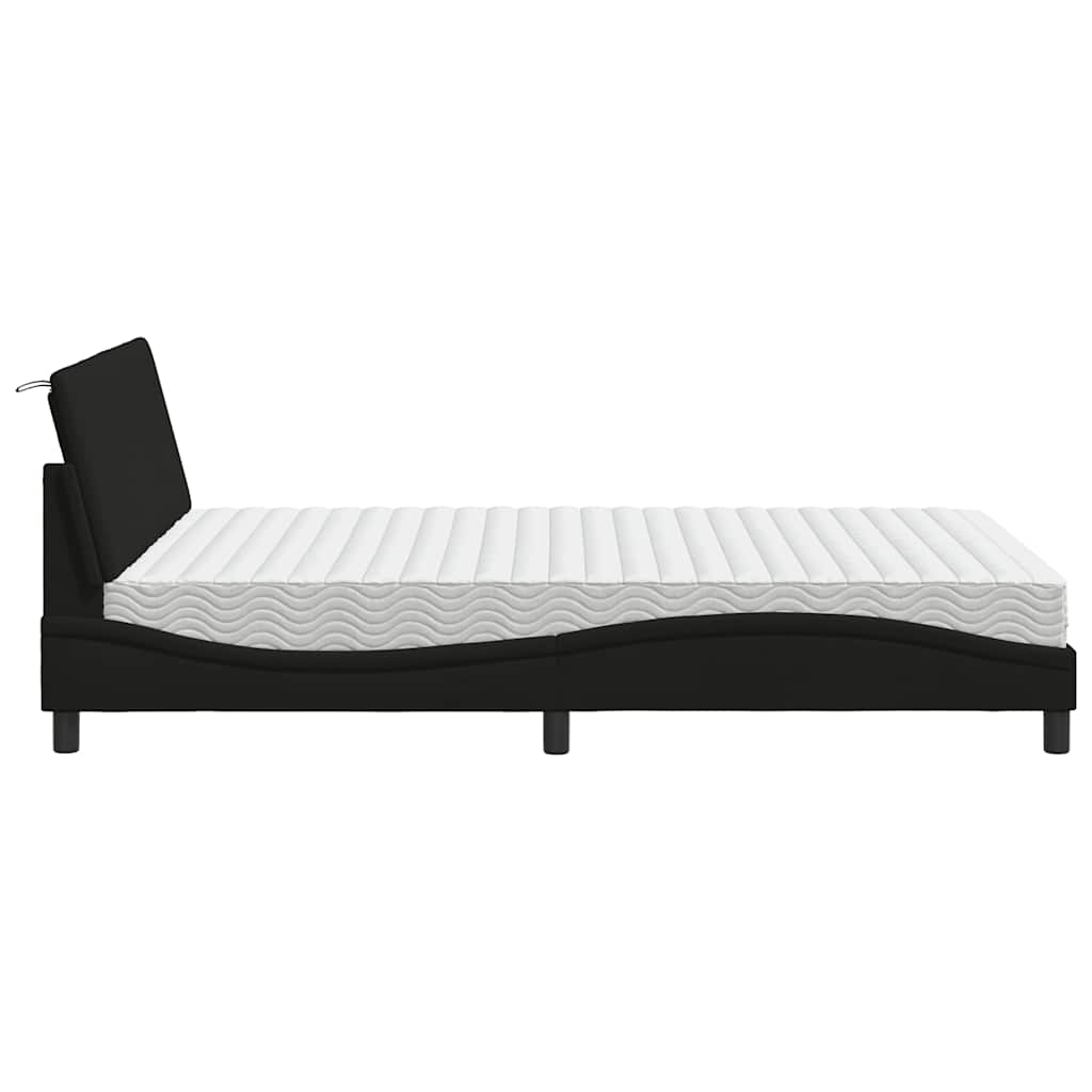 Letto con Materasso Hanko Nero 140x190 cm in Tessuto