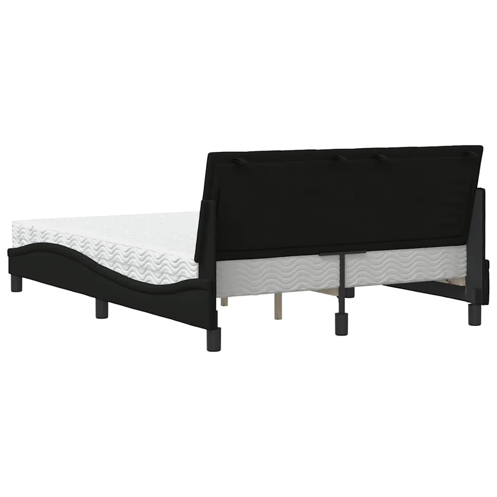 Letto con Materasso Hanko Nero 140x190 cm in Tessuto