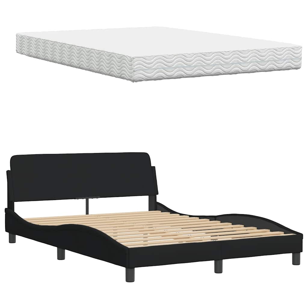 Letto con Materasso Hanko Nero 140x190 cm in Tessuto
