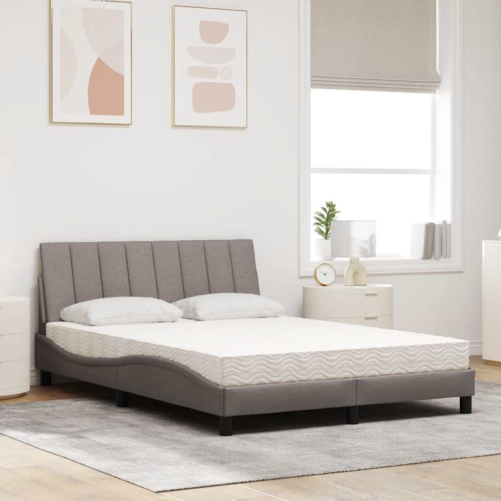 Letto con Materasso Tortora 140x190 cm in Tessuto - homemem39