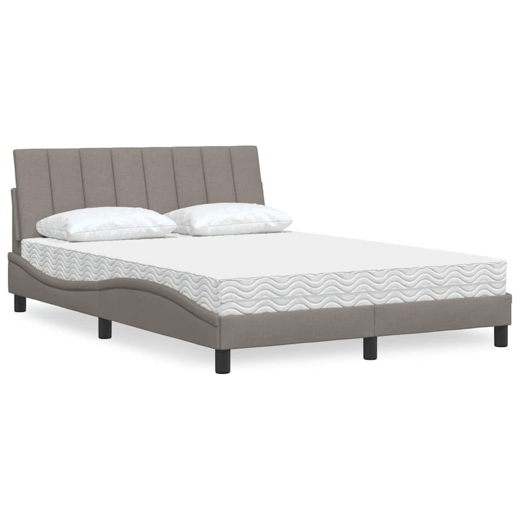 Letto con Materasso Tortora 140x190 cm in Tessuto - homemem39