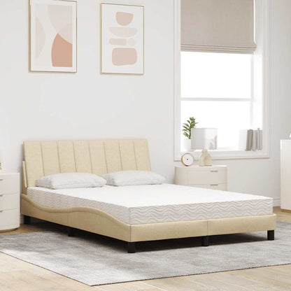Letto con Materasso Crema 140x19 cm in Tessuto - homemem39