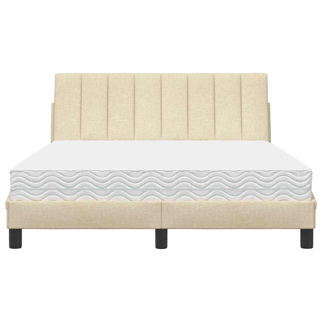 Letto con Materasso Crema 140x19 cm in Tessuto - homemem39