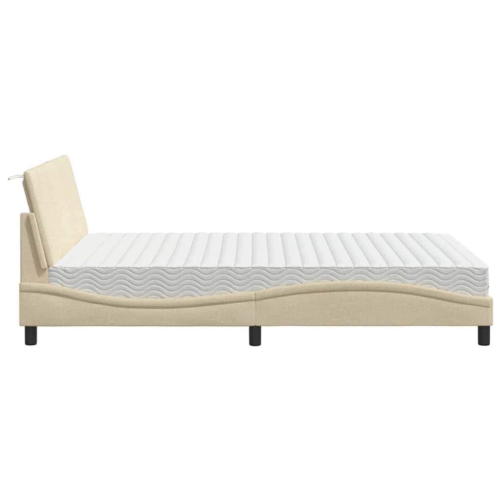Letto con Materasso Crema 140x19 cm in Tessuto - homemem39