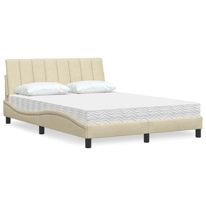 Letto con Materasso Crema 140x19 cm in Tessuto - homemem39