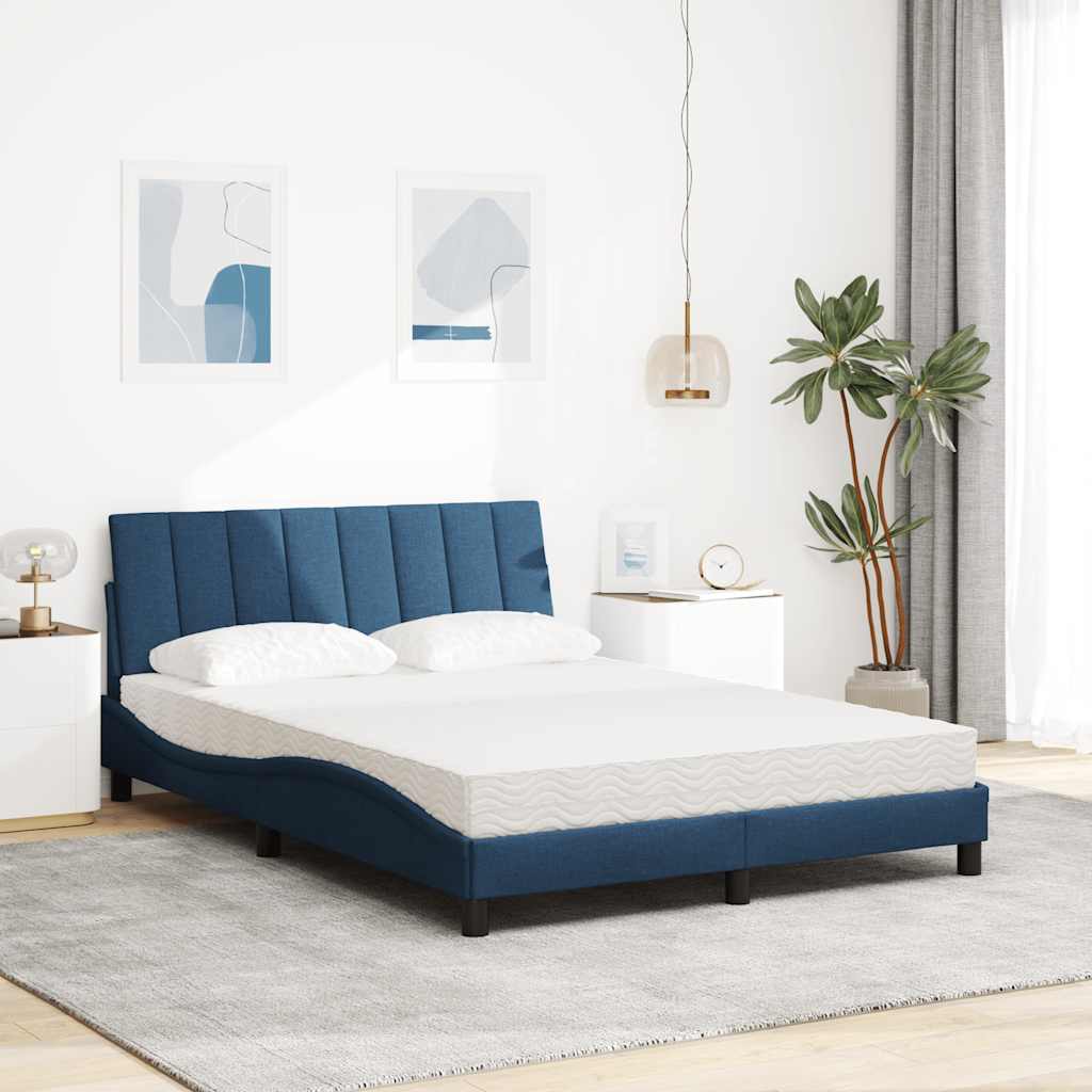 Letto con Materasso Hanko Blu 140x190 cm in Tessuto | homemem39