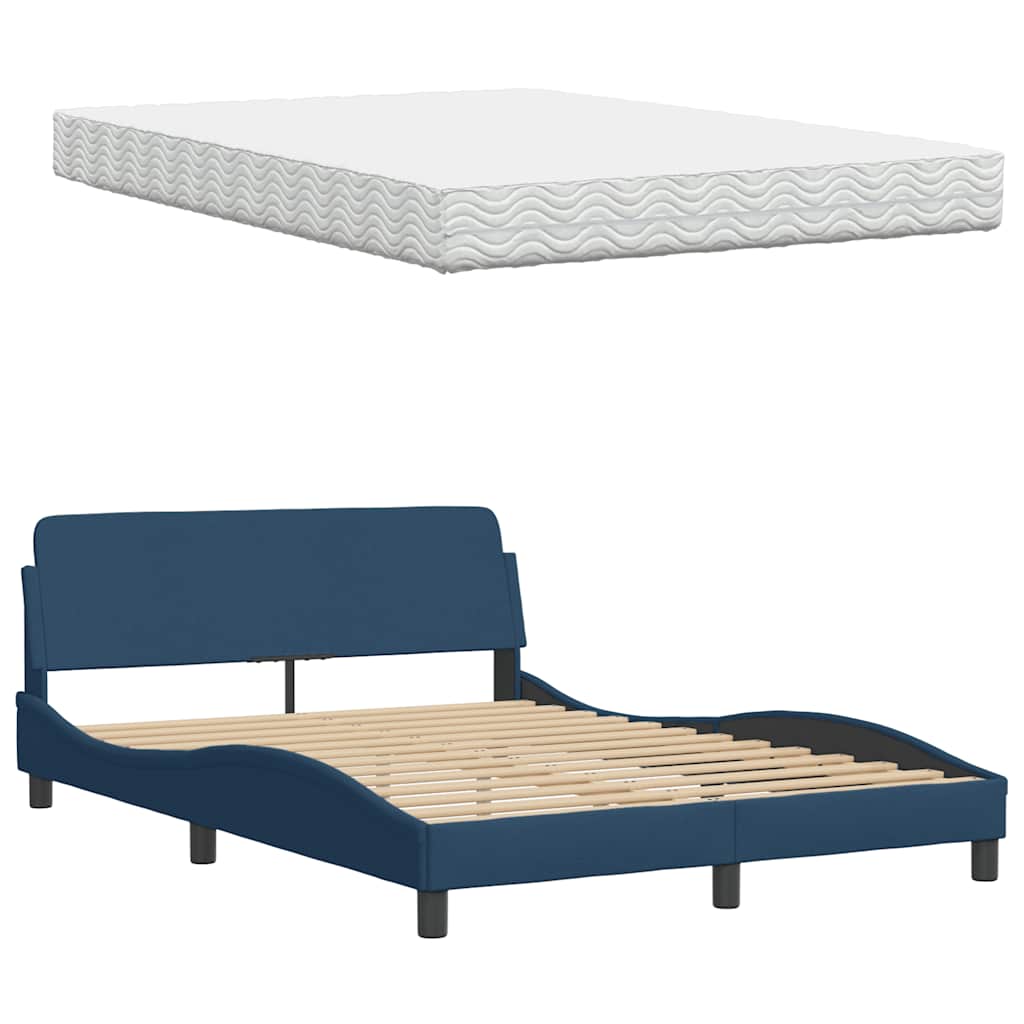 Letto con Materasso Hanko Blu 140x190 cm in Tessuto | homemem39