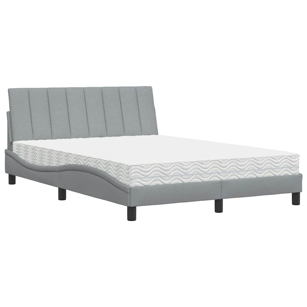 Letto con Materasso Grigio Chiaro 140x200cm Tessuto - homemem39