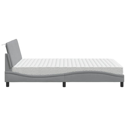 Letto con Materasso Hanko Grigio Chiaro 140x200cm Tessuto