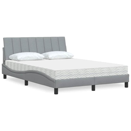 Letto con Materasso Grigio Chiaro 140x200cm Tessuto - homemem39