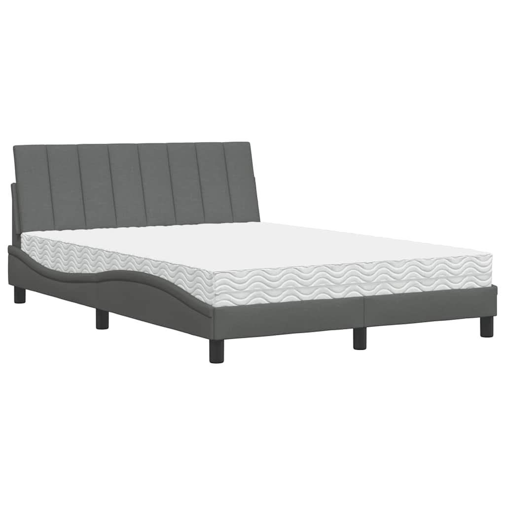 Letto con Materasso Grigio Scuro 140x200cm Tessuto - homemem39