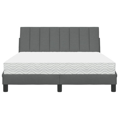 Letto con Materasso Grigio Scuro 140x200cm Tessuto - homemem39