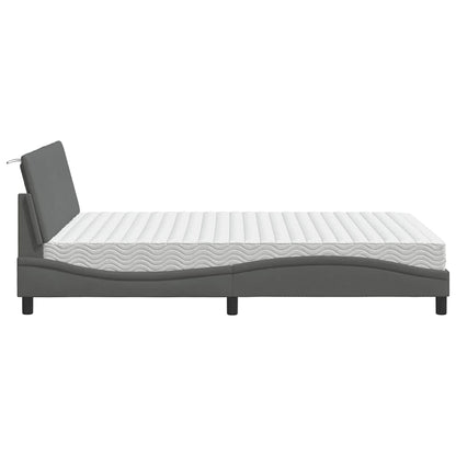 Letto con Materasso Hanko Grigio Scuro 140x200cm Tessuto