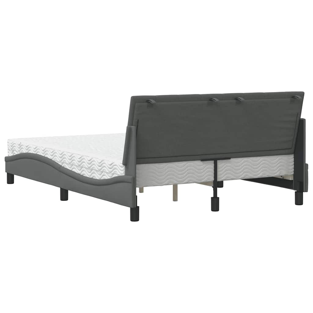 Letto con Materasso Grigio Scuro 140x200cm Tessuto - homemem39