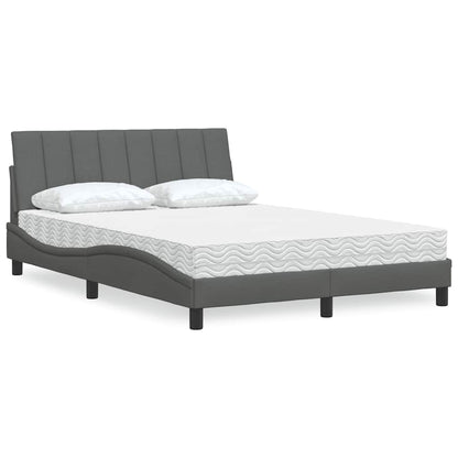Letto con Materasso Grigio Scuro 140x200cm Tessuto - homemem39