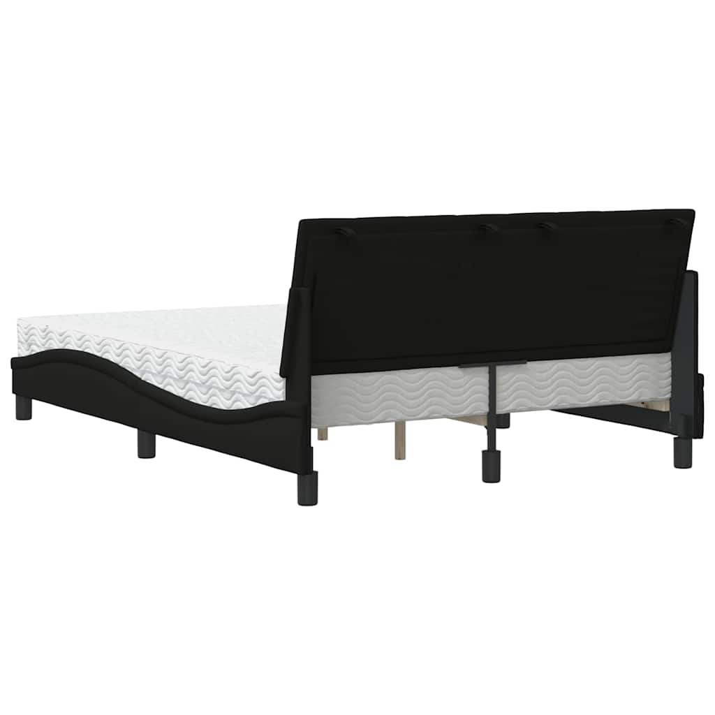 Letto con Materasso Nero 140x200 cm in Tessuto - homemem39