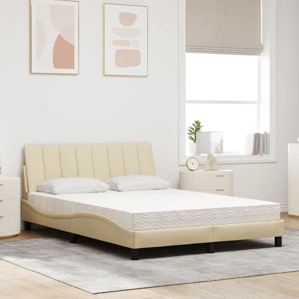 Letto con Materasso Crema 140x200 cm in Tessuto - homemem39